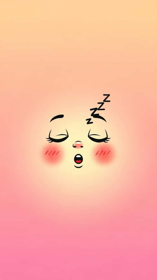 peach to pink gradient background,soft glow effect,minimalist illustration,dreamy aesthetic,clean design,vertical phone wallpaper,9:16 ratio,adorable sleepy face,cartoon character,rosy cheeks,tiny mouth,closed eyes,peaceful expression,sleepy mood,cute kawaii style,pastel colors,soft blush,gentle atmosphere