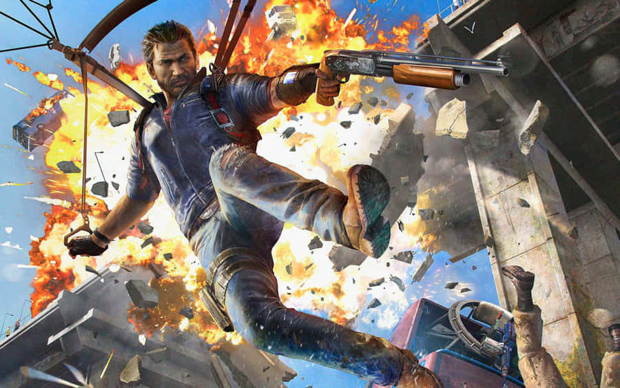 BesterHintergrund für Just Cause 4: Rico springt mit einem Fallschirm heraus.
