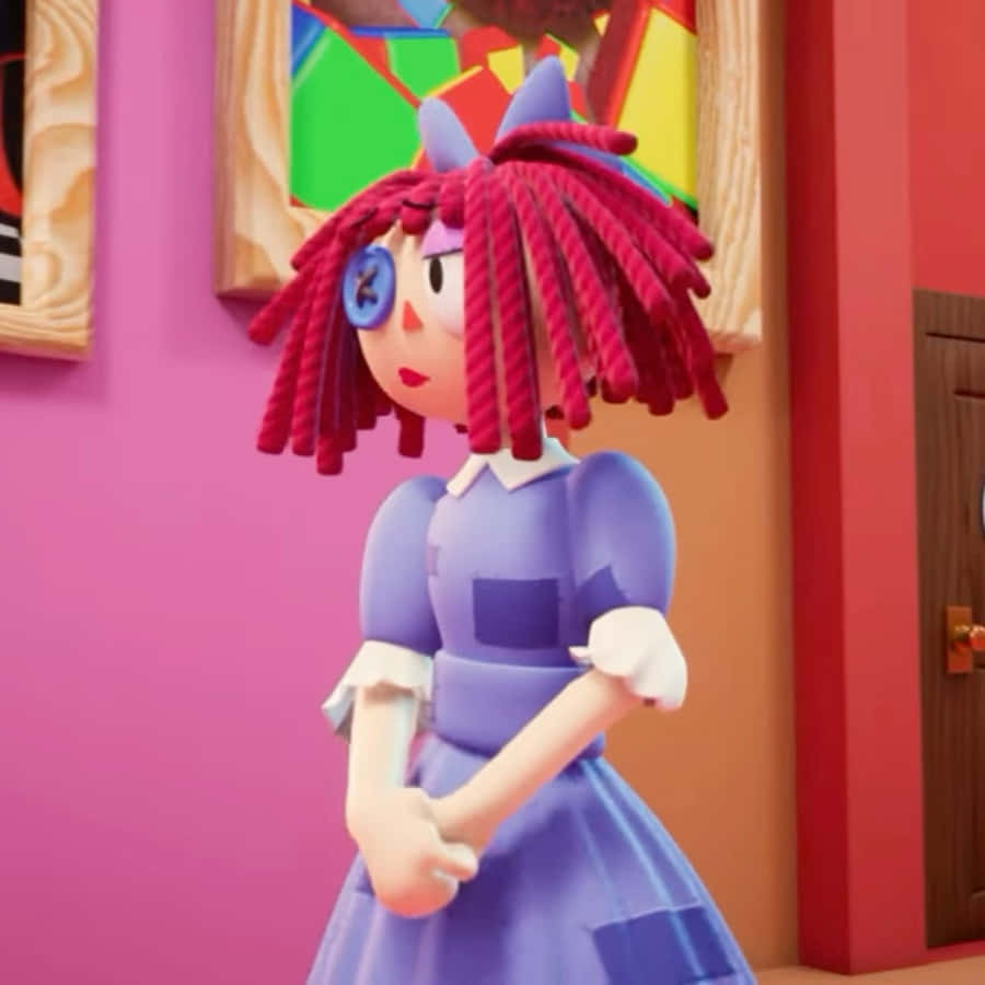 Personagem Animado em Vestido Azul