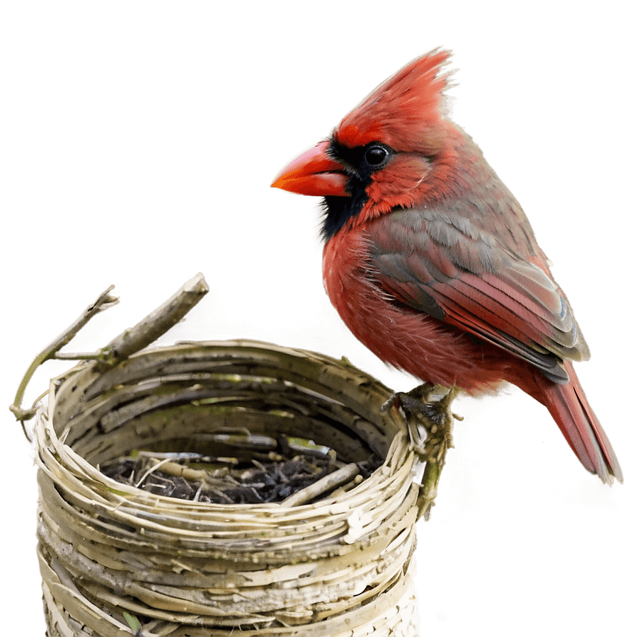 Red Cardinal Nesting PNG enf