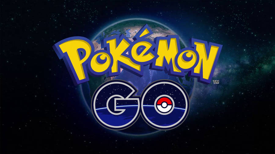 Pokemon Go title and logo in galaxy space background wallpaper.