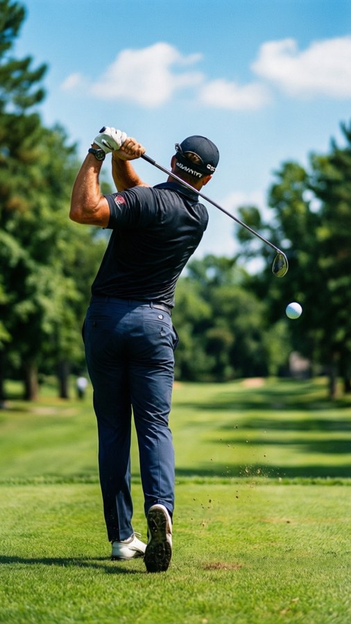 Cam Smith powerful tee shot with ball in air
