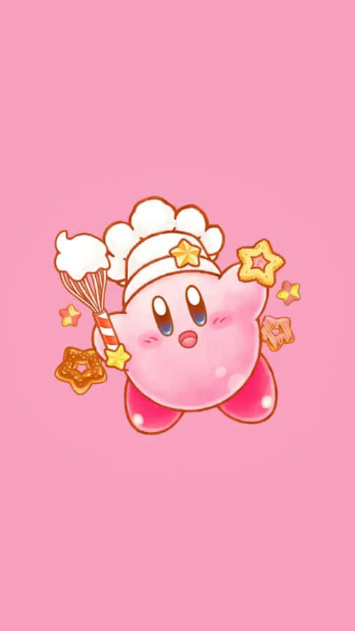 Kirby Chef Estética Fundo Rosa