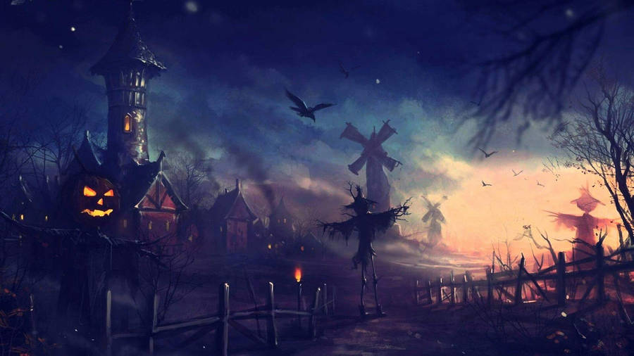 Desa Halloween Gelap Dan Menyeramkan