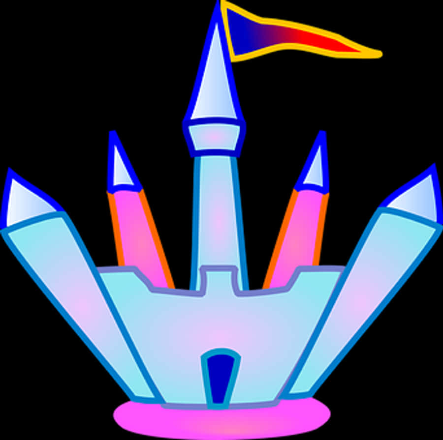 Colorful Neon Castle Illustration