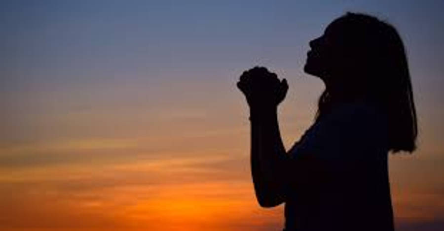 Download Prayer Long Hair Woman Sunset Wallpaper | Wallpapers.com