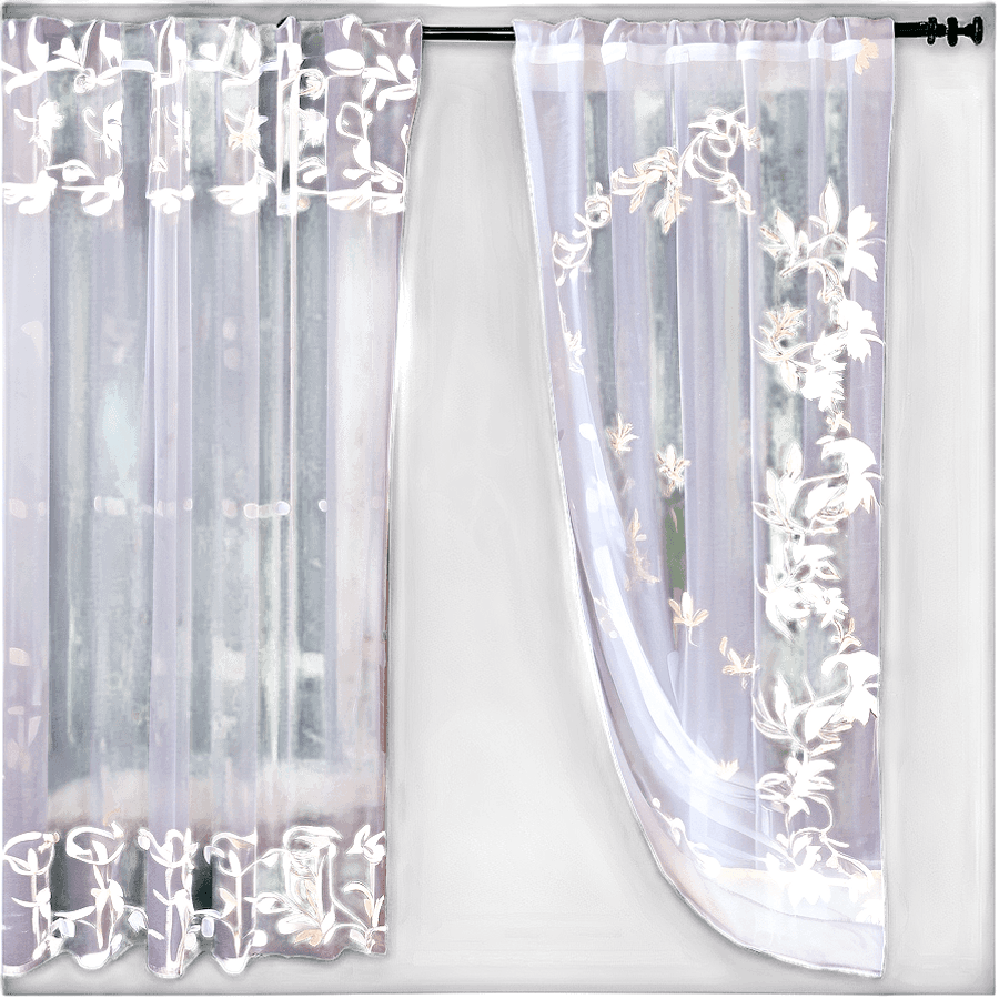 White Embroidered Curtains PNG bjf44