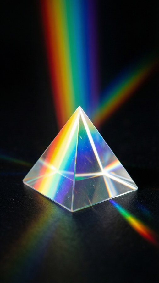 White light through prism creating rainbow spectrum