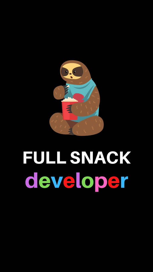 Cartoon Sloth Eating Programmer