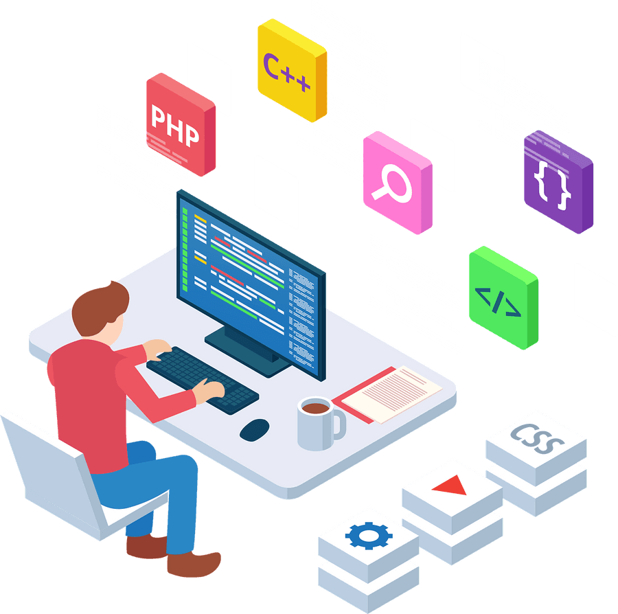 Programmer Workingwith Various Programming Languages