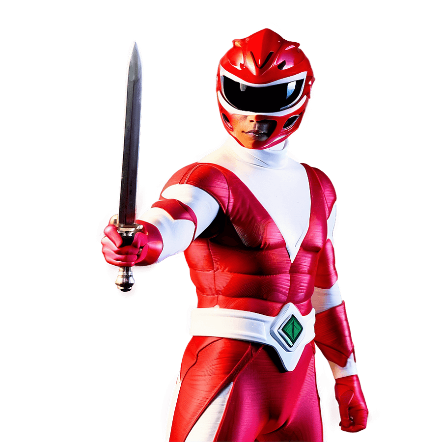 Red Power Ranger with Sword Drawn PNG 88
