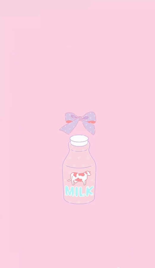 Estética de Garrafa de Leite Rosa Kawaii