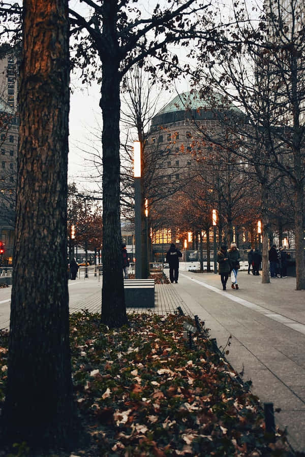Città invernale vintage con luci calde