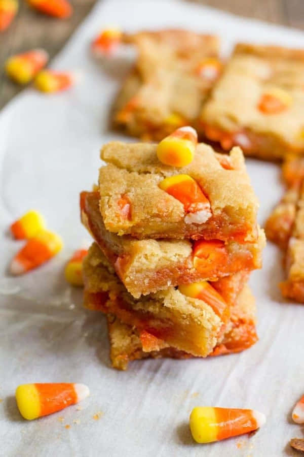 Blondies de Candy Corn Empilhados