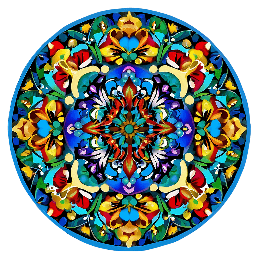Azure Floral Mandala PNG crh12
