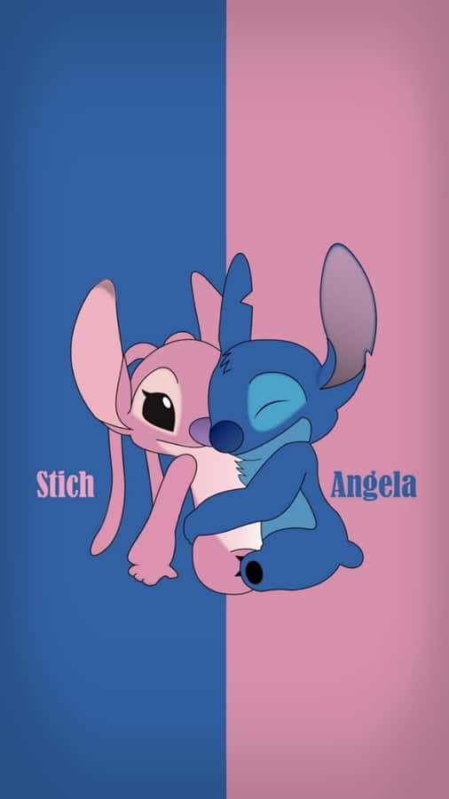 Papel de Parede de Stitch e Angel Abraçando