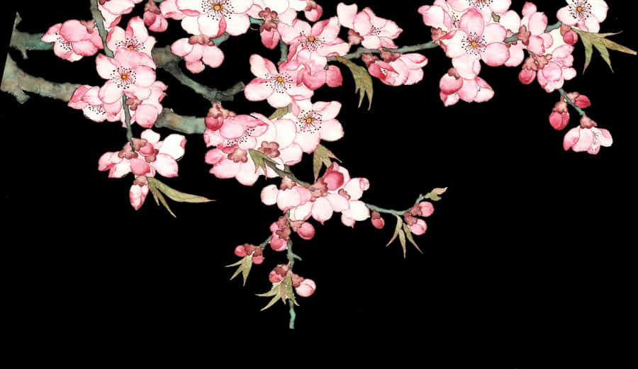 Download Watercolor Blossom Tree Pixel Peach Png Download - Peach Blossom Png, Transparent Png