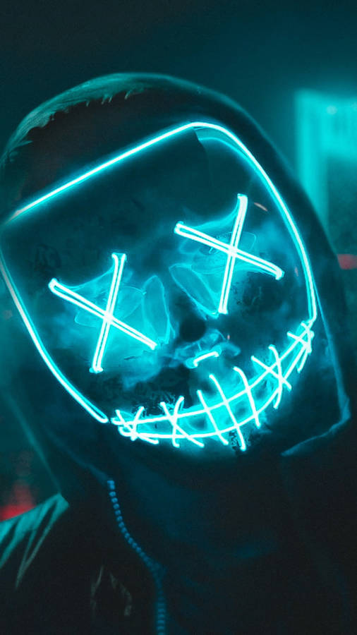 Download Purge Mask Neon Cyan Wallpaper | Wallpapers.com