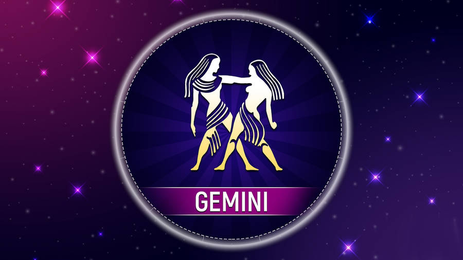 Download Purple Gemini Zodiac Emblem Wallpaper | Wallpapers.com