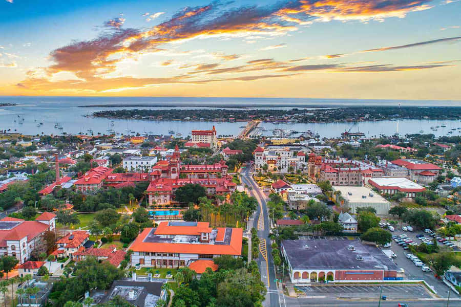 Luftfotoaf byen St. Augustine i Florida