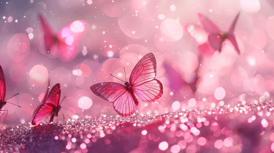 Fantasie di Farfalle Rosa Glitterate