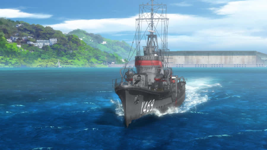 Engruppe kadetter fra High School Fleet står sammen i formation som baggrundsbillede.