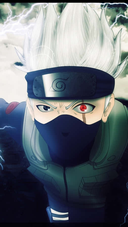 Naruto Kakashi con Sfondo di Fulmini
