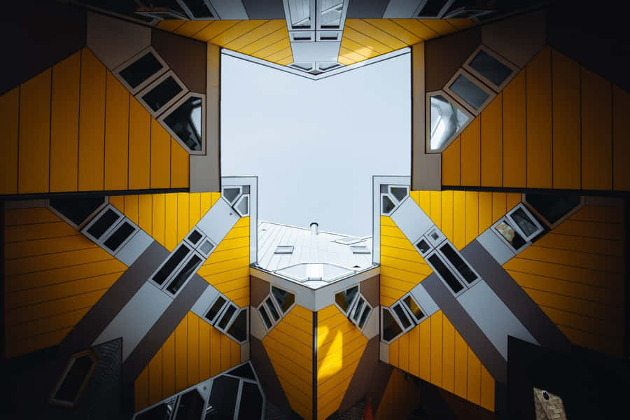 Vista do Céu da Arquitetura Cubista em Helmond