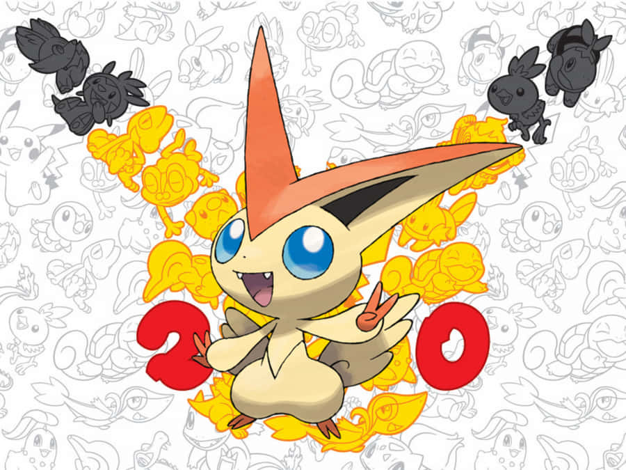 Victini With Pokemon Background