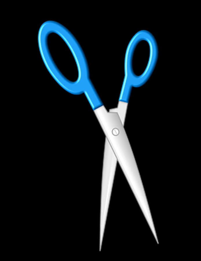 Blue Handled Scissors Black Background