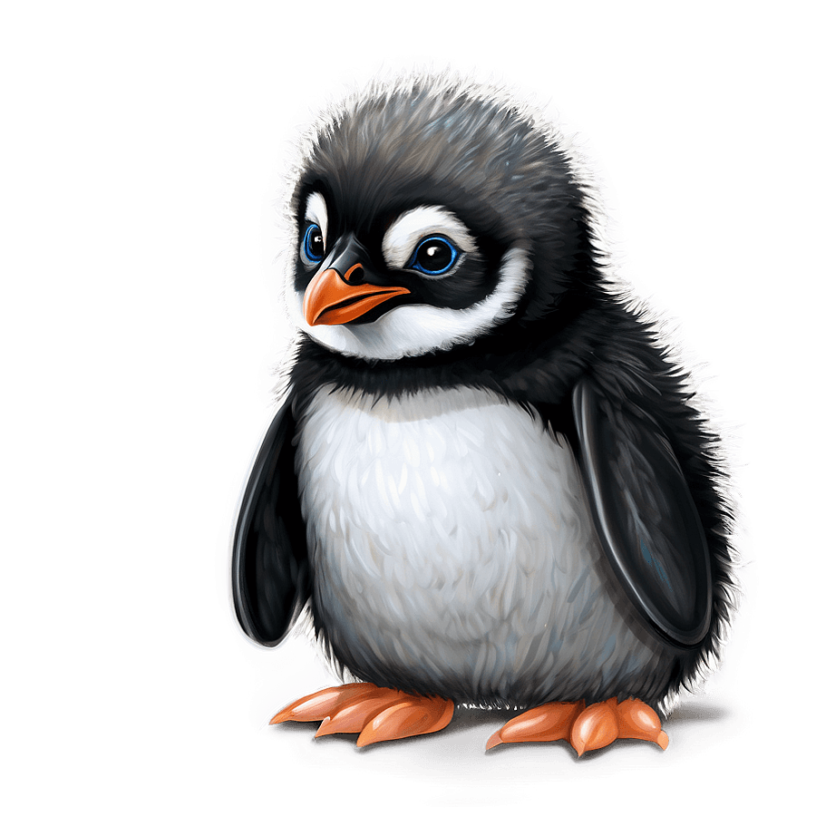 Fluffy Baby Penguin Drawing PNG 06242024