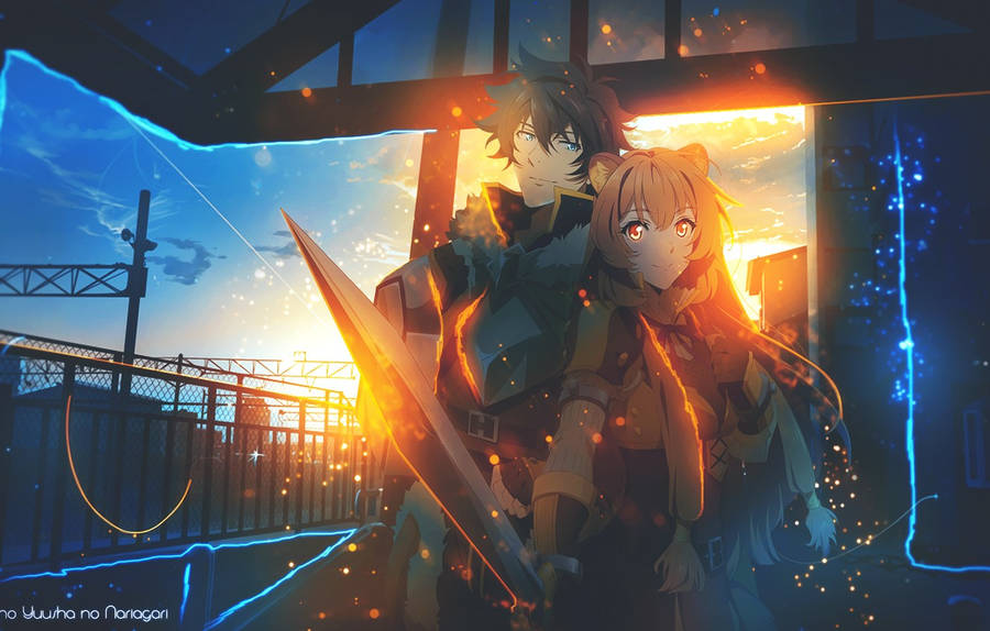 1332x850 Wallpaper girl, background, art, guy, The Rising of the Shield Hero