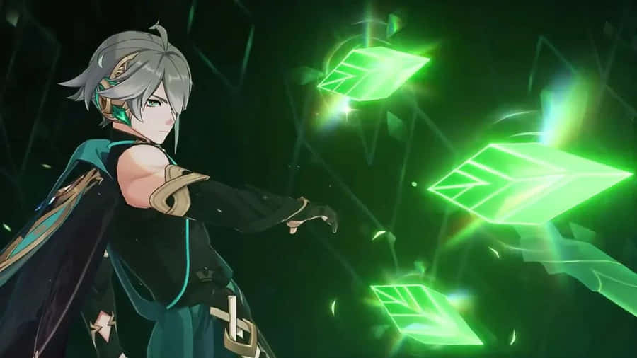 Alhaitham Genshin Impact Lâminas de Energia Verde