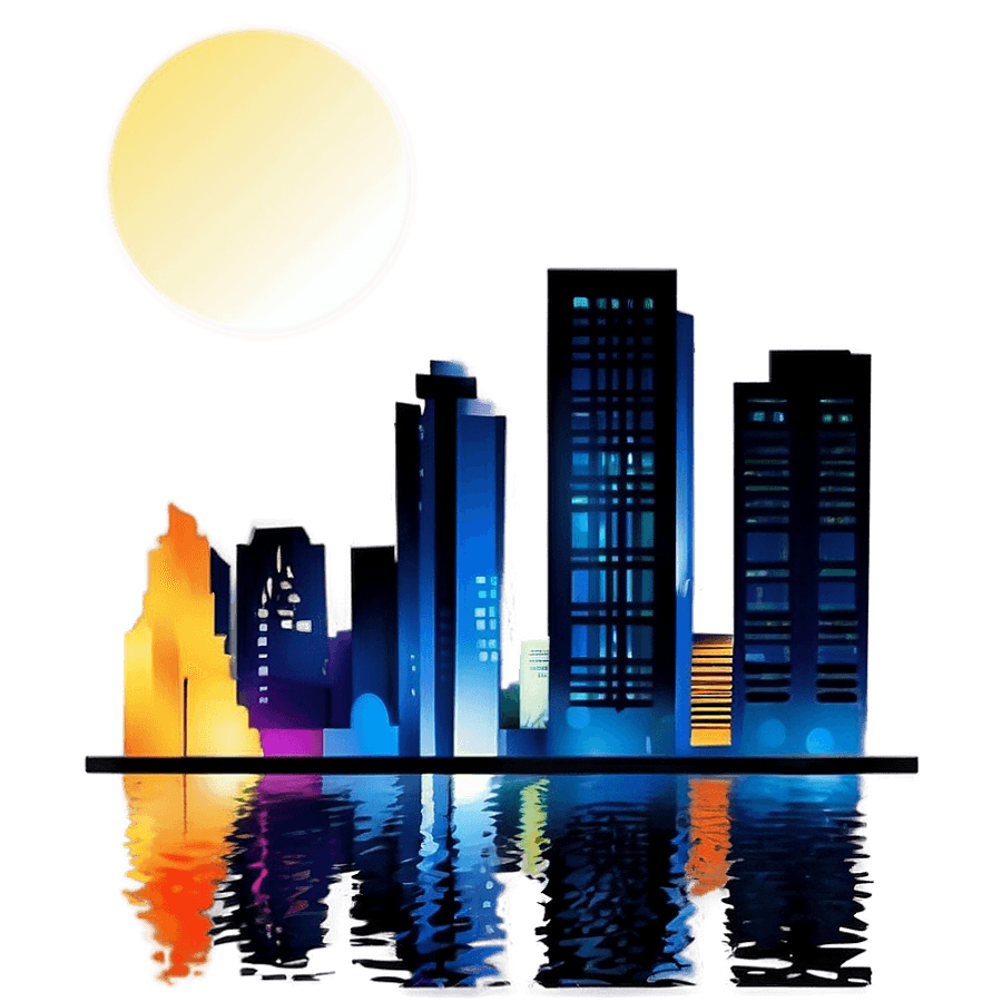 Azure Cityscape Night PNG alc