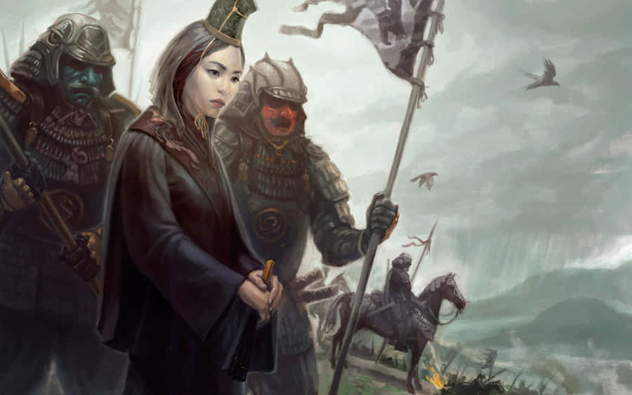 Samuraiguerriero in armatura completa.