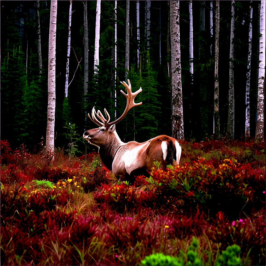 Caribou in Dense Forest PNG fcy18