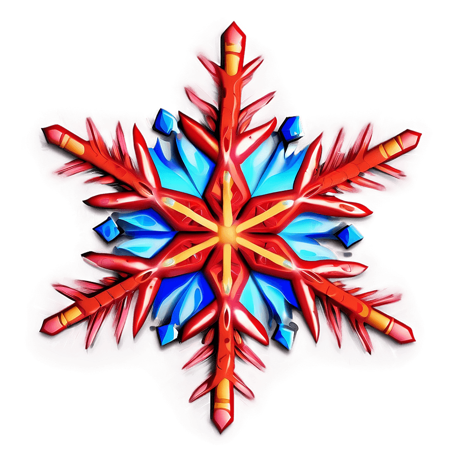 Fiery Red Snowflake Design PNG 06282024