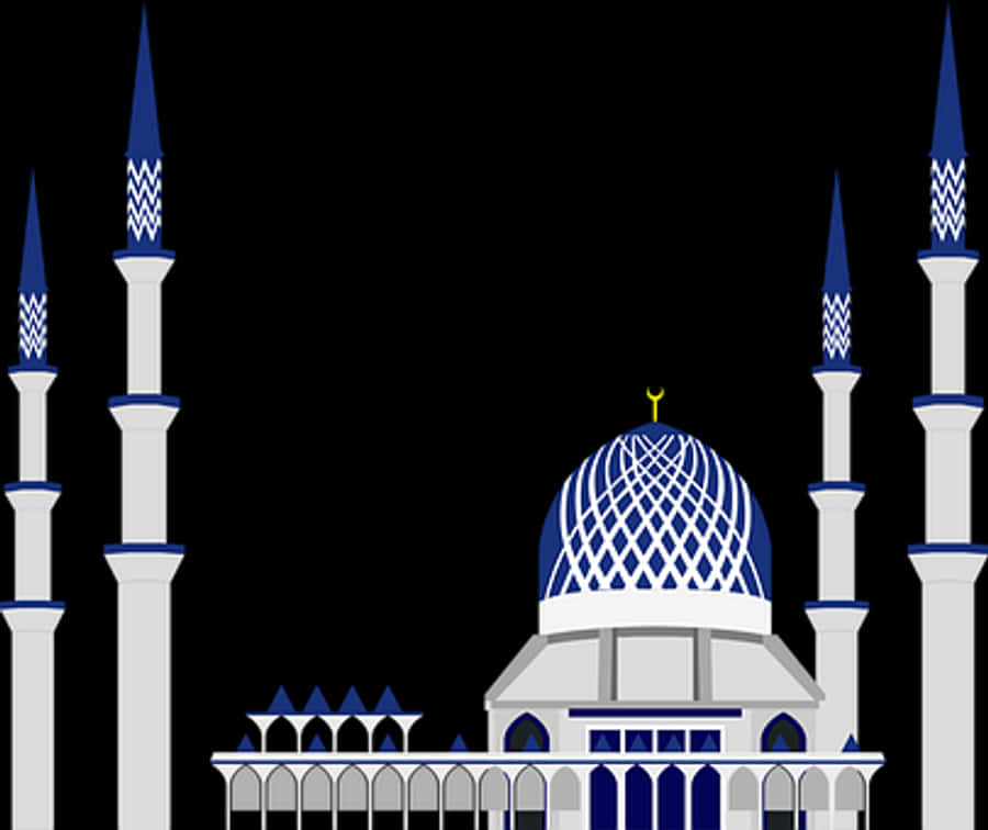 Blue Domed Mosque Illustration