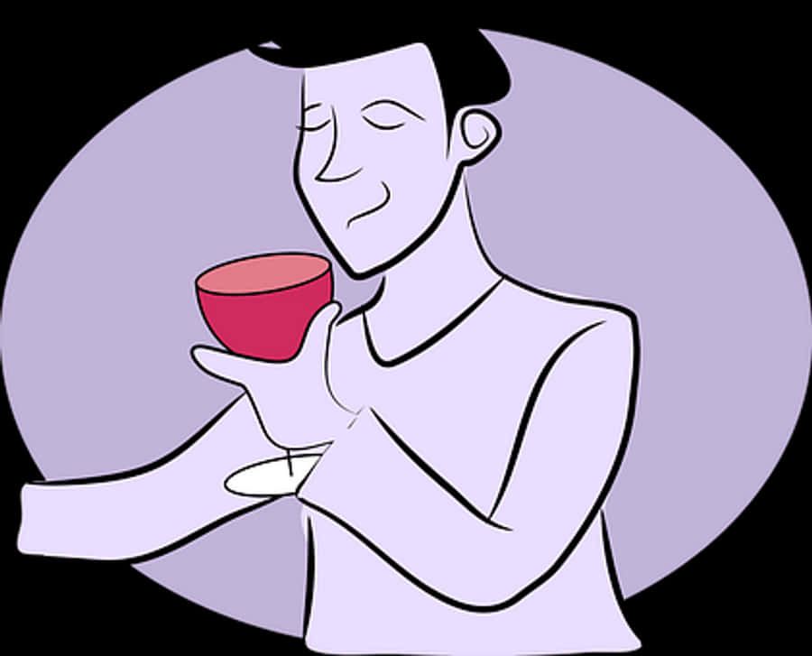 Man Savoring Wine Cartoon