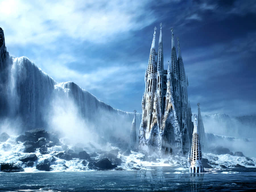 Catedral Congelada em Paisagem Fantástica
