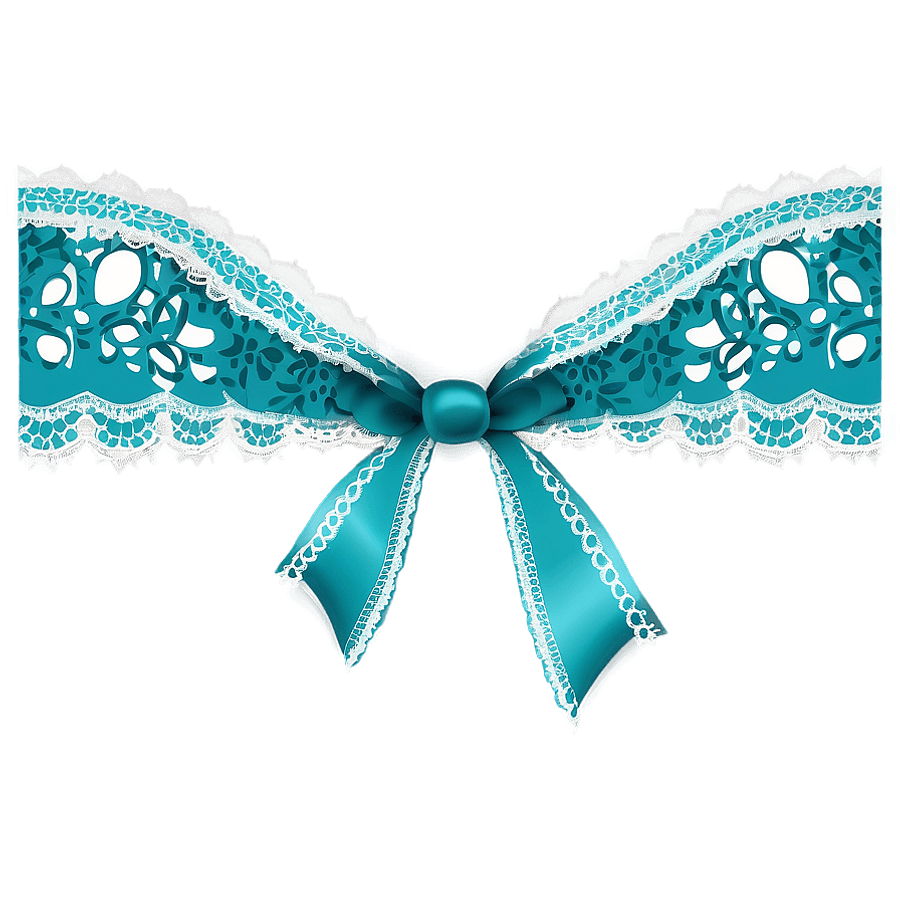 Teal Ribbon with Lace Detail PNG qhi