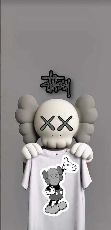 Kaws Karakter Holder Mickey Mouse T-skjorte