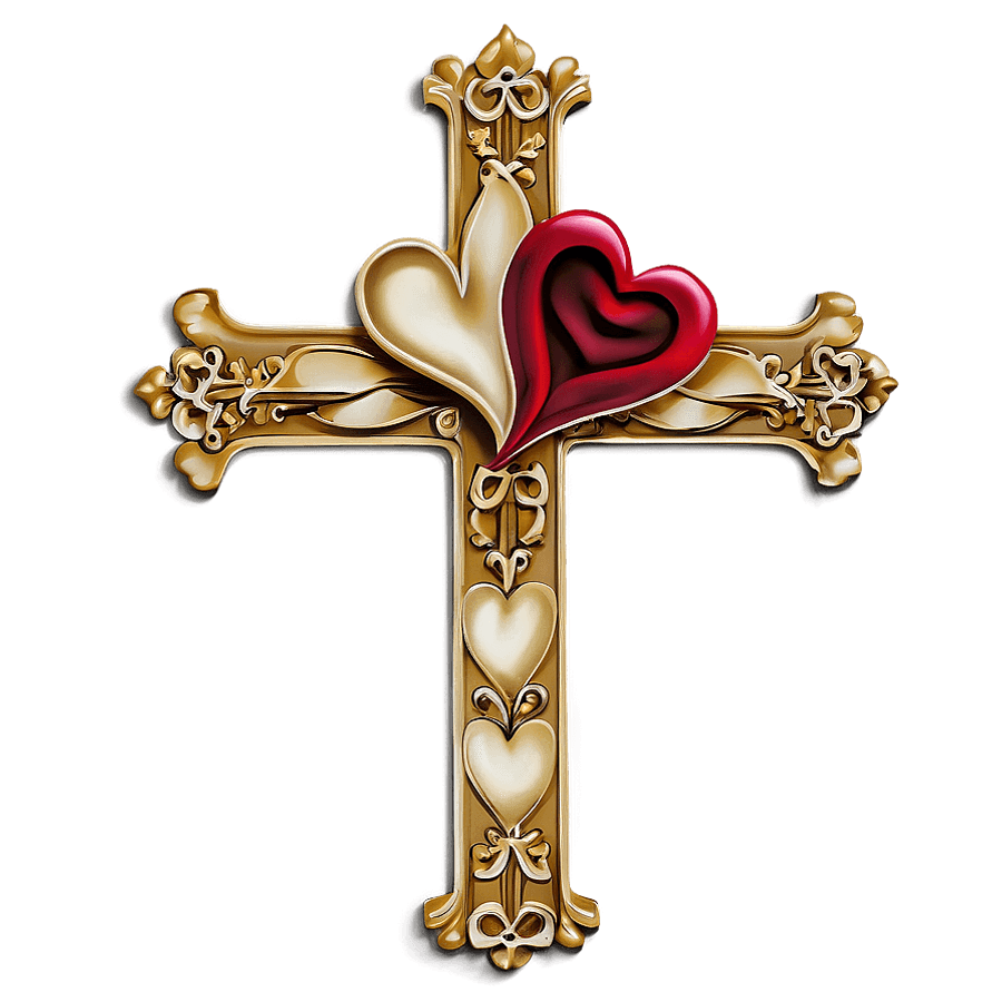 Gothic Cross with Heart PNG 05262024