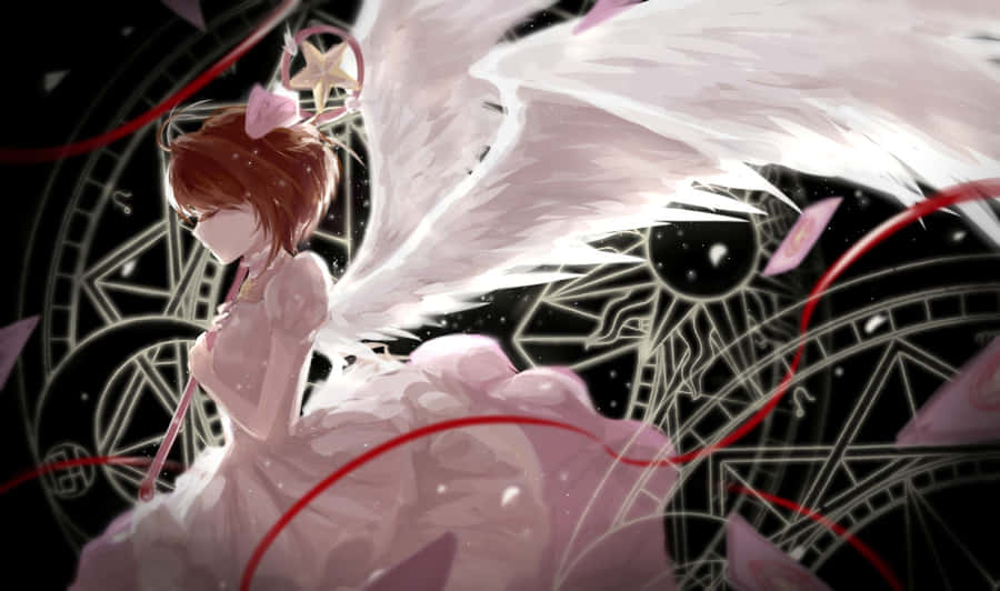 Arte della Ragazza Anime con Ali d'Angelo