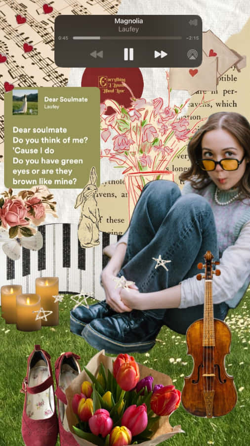 Musikalisches Collage mit Frau und Geige