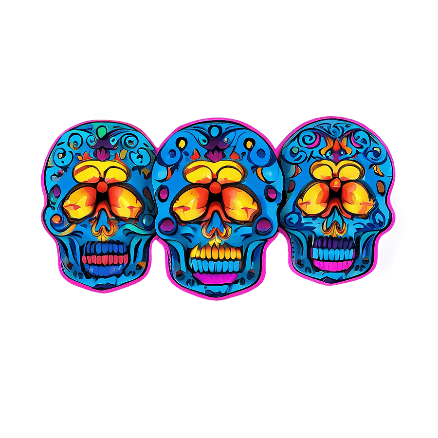 Neon Sugar Skull Artwork PNG xlw