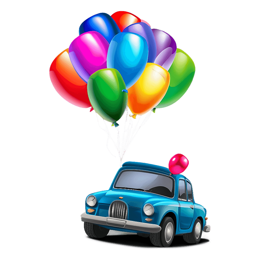 Cartoon Car with Balloons PNG mlp44
