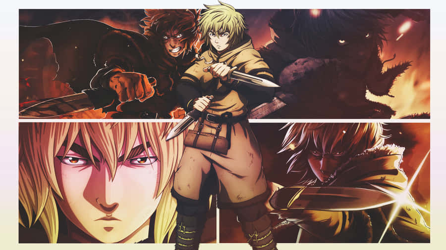 Collage del Guerriero Thorfinn di Vinland Saga