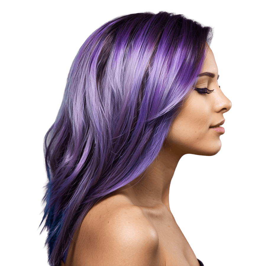 Striking Purple Hair Ombre Effect PNG 06272024