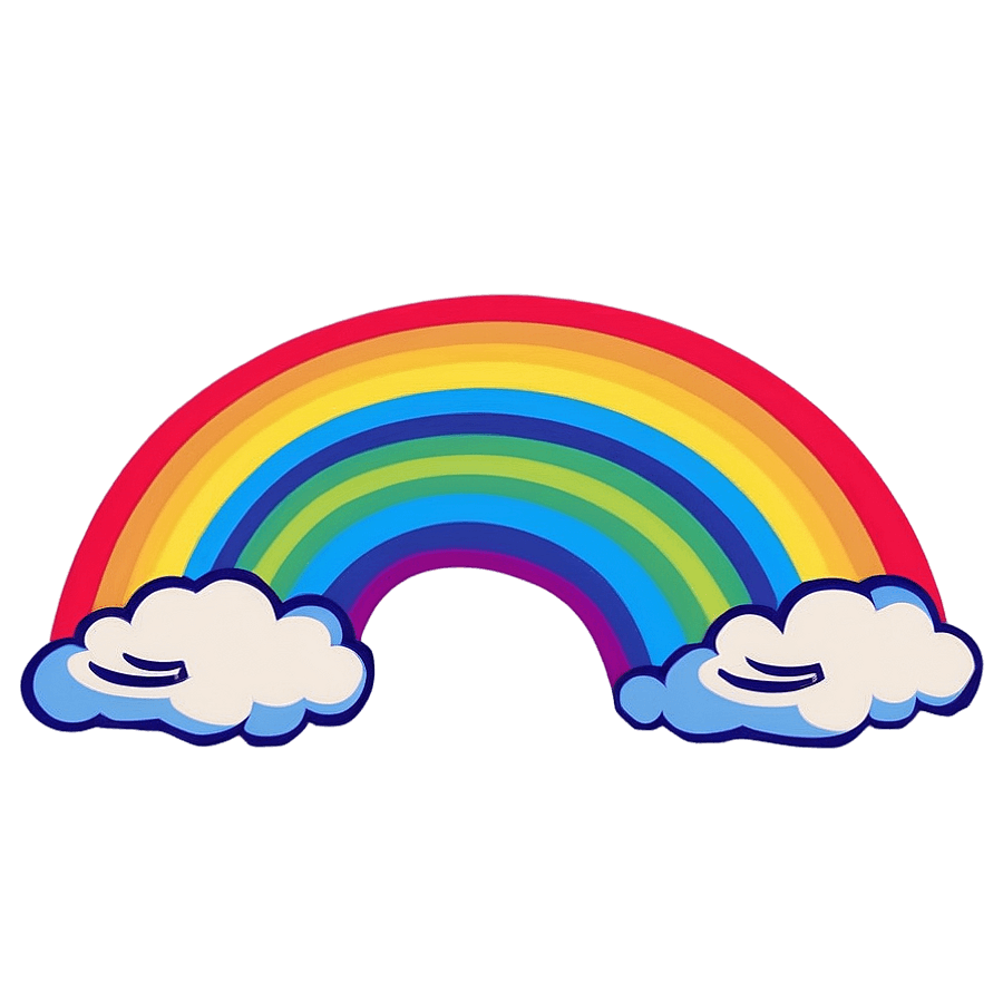Vibrant Rainbow With Clouds Illustration PNG wdj31